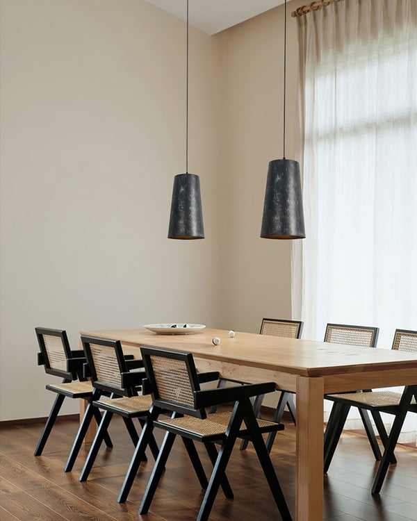 modern charcoal black iron tapered pendant lamp