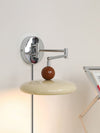 modern chrome beige acrylic disc plug in wall lamp