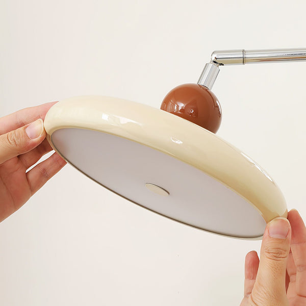 modern chrome beige acrylic disc plug in wall lamp