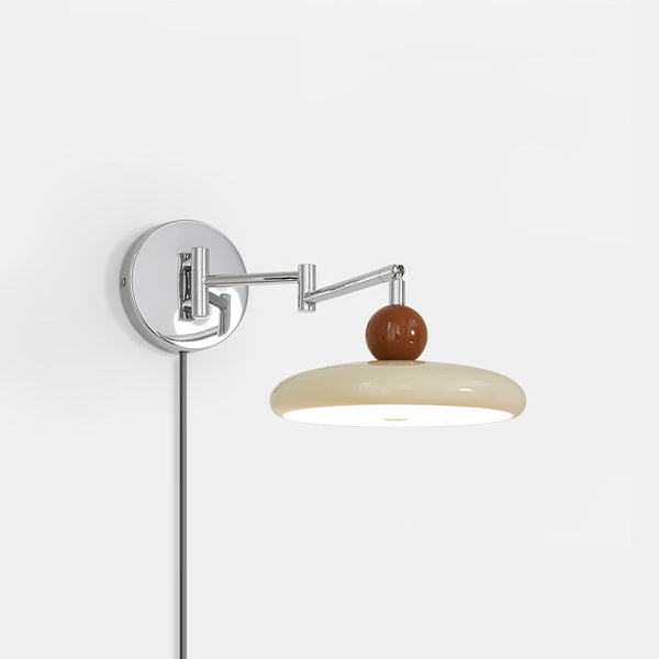modern chrome beige acrylic disc plug in wall lamp