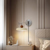 modern chrome beige acrylic disc plug in wall lamp