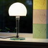modern chrome clear glass bauhaus table lamp
