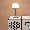 modern chrome clear glass bauhaus table lamp