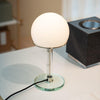 modern chrome clear glass bauhaus table lamp
