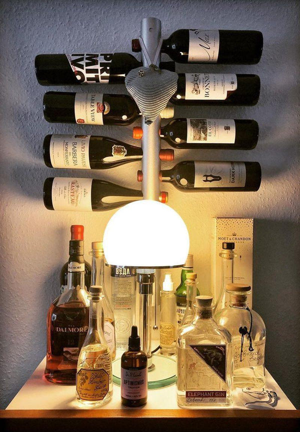 modern chrome clear glass bauhaus table lamp