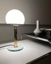 modern chrome clear glass bauhaus table lamp