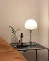 modern chrome clear glass bauhaus table lamp