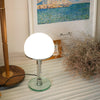 modern chrome clear glass bauhaus table lamp