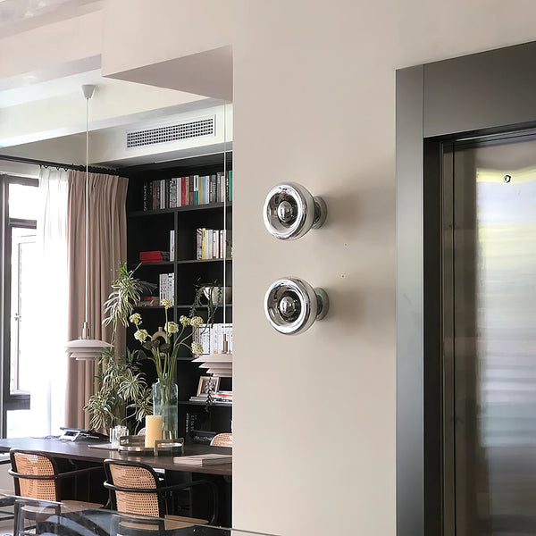 modern chrome glass void surface sconce