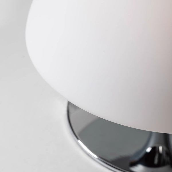 modern chrome white glass beret rechargeable table lamp