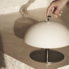 modern chrome white glass beret rechargeable table lamp