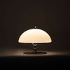 modern chrome white glass beret rechargeable table lamp