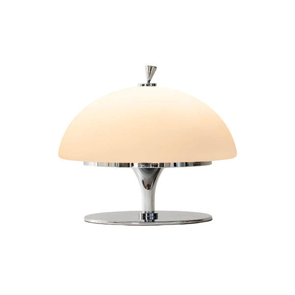 modern chrome white glass beret rechargeable table lamp