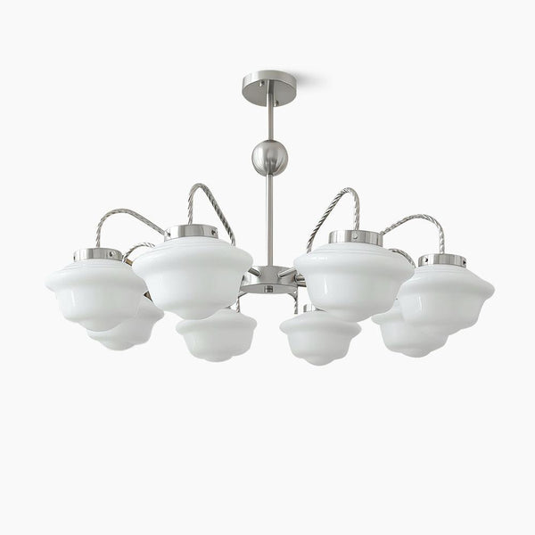 modern chrome white glass chandelier 2