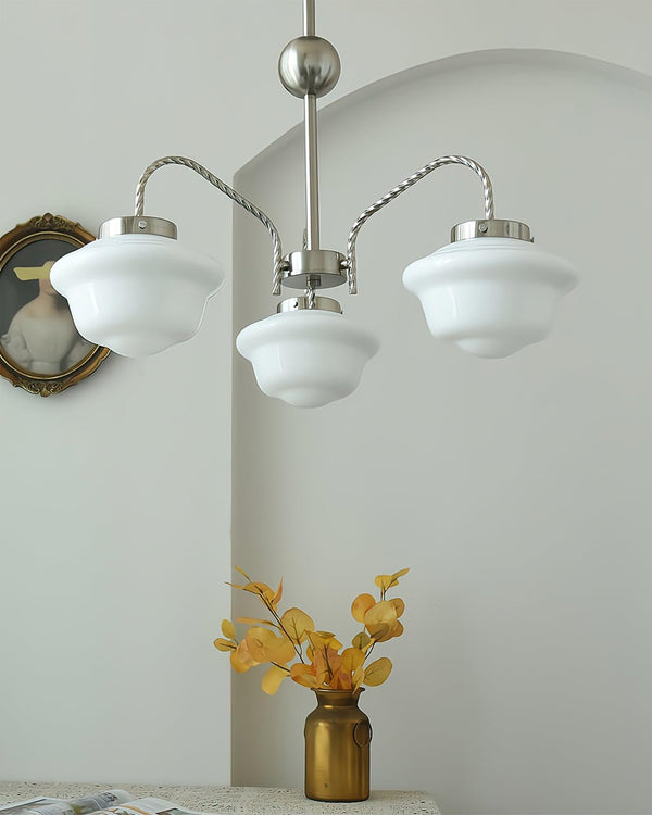modern chrome white glass chandelier 2