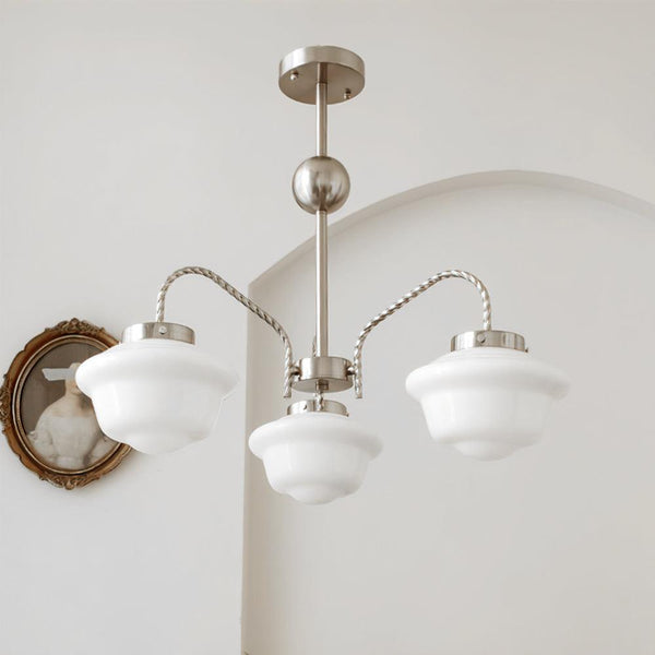 modern chrome white glass chandelier 2