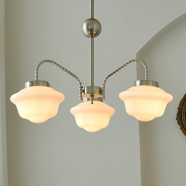modern chrome white glass chandelier 2