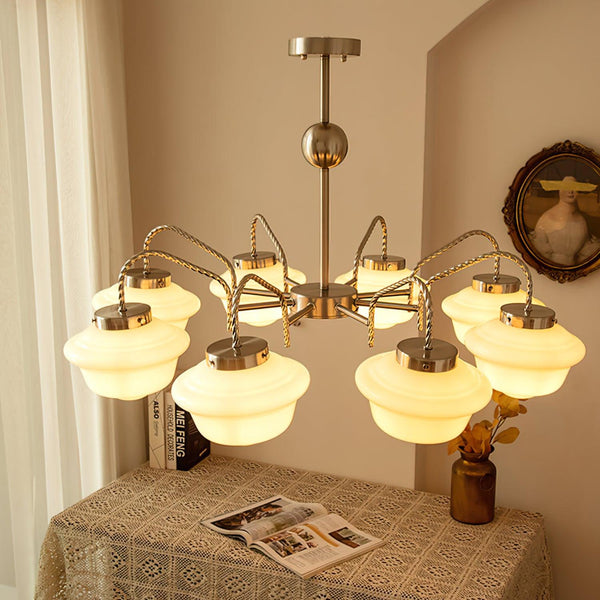 modern chrome white glass chandelier 2