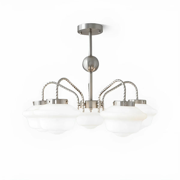 modern chrome white glass chandelier 2