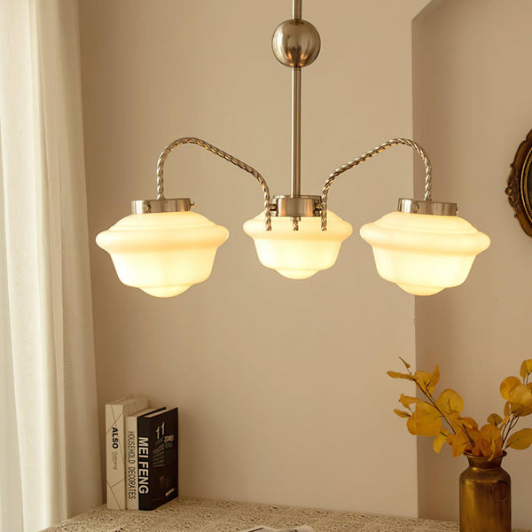 modern chrome white glass chandelier 2