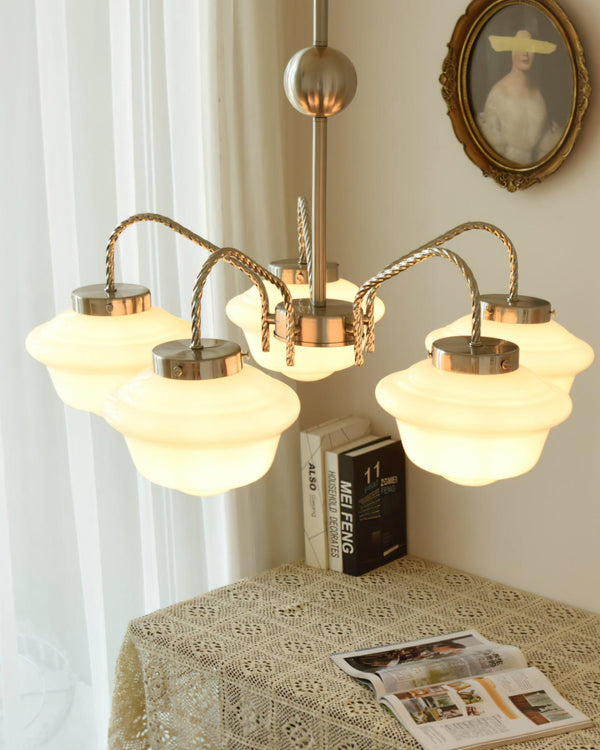 modern chrome white glass chandelier 2