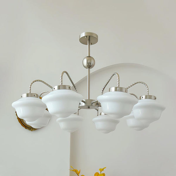 modern chrome white glass chandelier 2