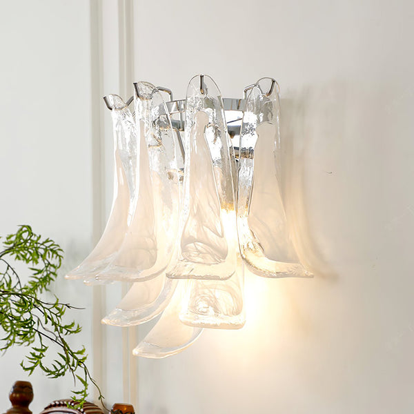 modern chrome white glass horseshoe wall lamp