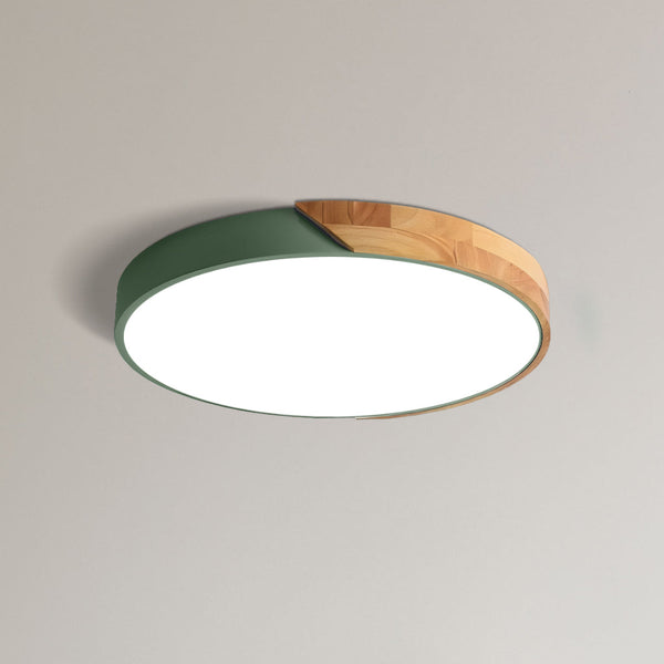 modern colorful iron wood led flush mount ceiling light