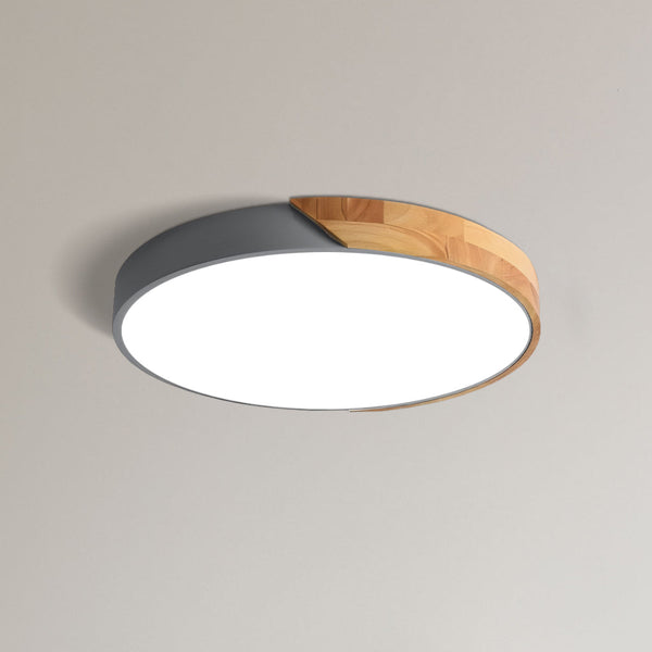 modern colorful iron wood led flush mount ceiling light