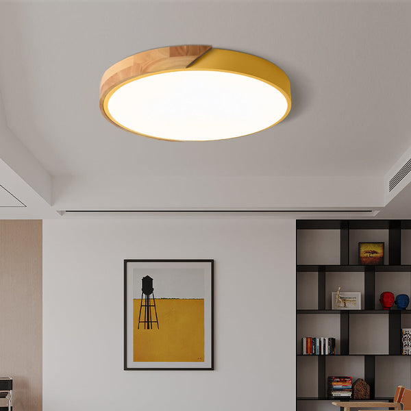 modern colorful iron wood led flush mount ceiling light
