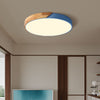 modern colorful iron wood led flush mount ceiling light