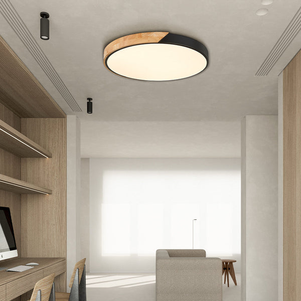 modern colorful iron wood led flush mount ceiling light