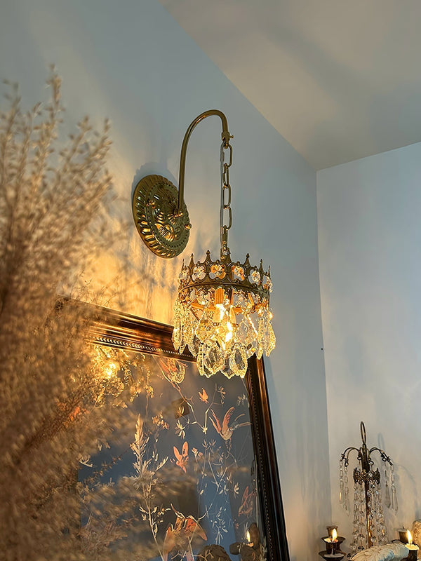 modern copper crystal crown wall sconce