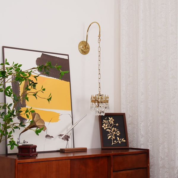 modern copper crystal crown wall sconce