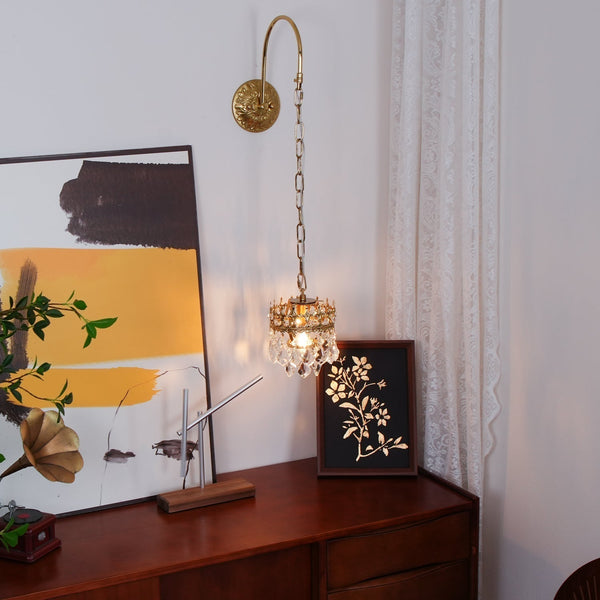 modern copper crystal crown wall sconce