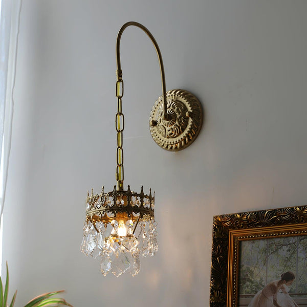 modern copper crystal crown wall sconce