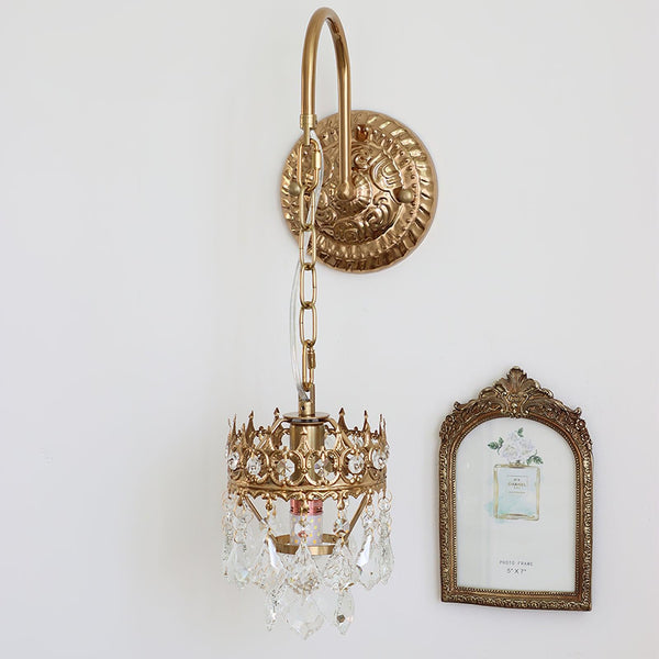 modern copper crystal crown wall sconce