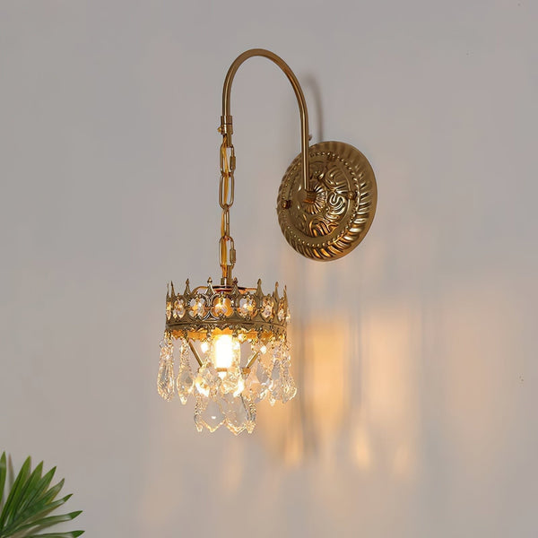 modern copper crystal crown wall sconce