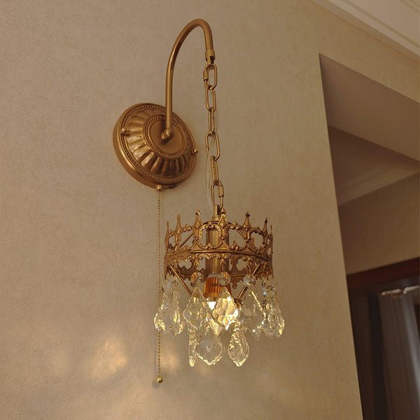 modern copper crystal crown wall sconce