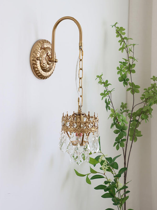 modern copper crystal crown wall sconce
