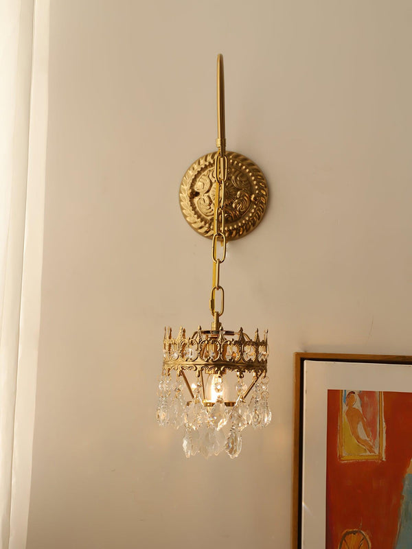 modern copper crystal crown wall sconce