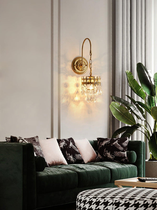 modern copper crystal crown wall sconce