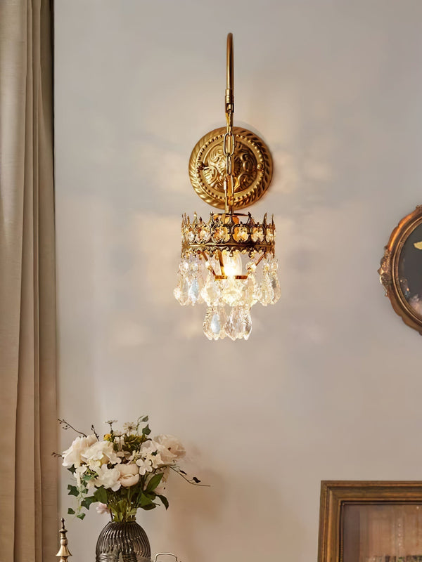 modern copper crystal crown wall sconce
