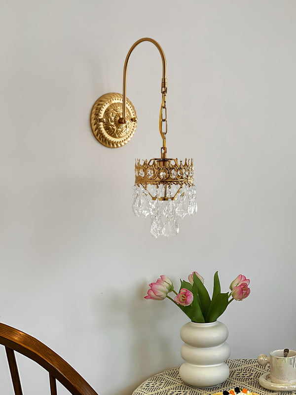 modern copper crystal crown wall sconce