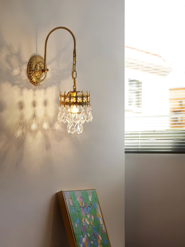 modern copper crystal crown wall sconce