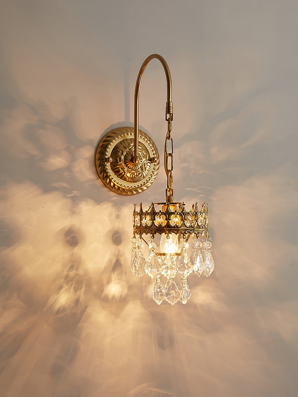 modern copper crystal crown wall sconce