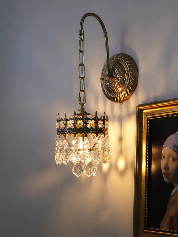 modern copper crystal crown wall sconce