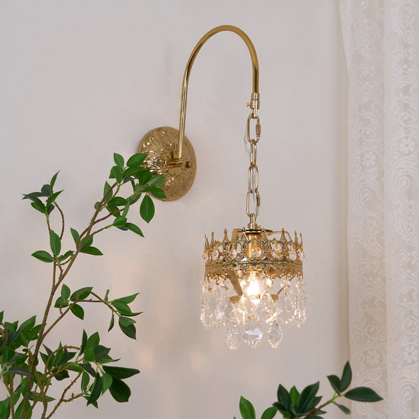 modern copper crystal crown wall sconce