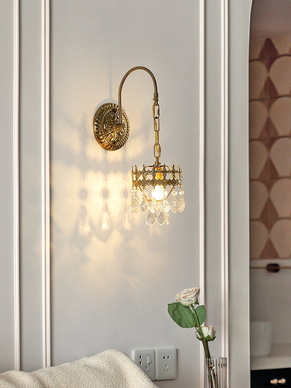 modern copper crystal crown wall sconce
