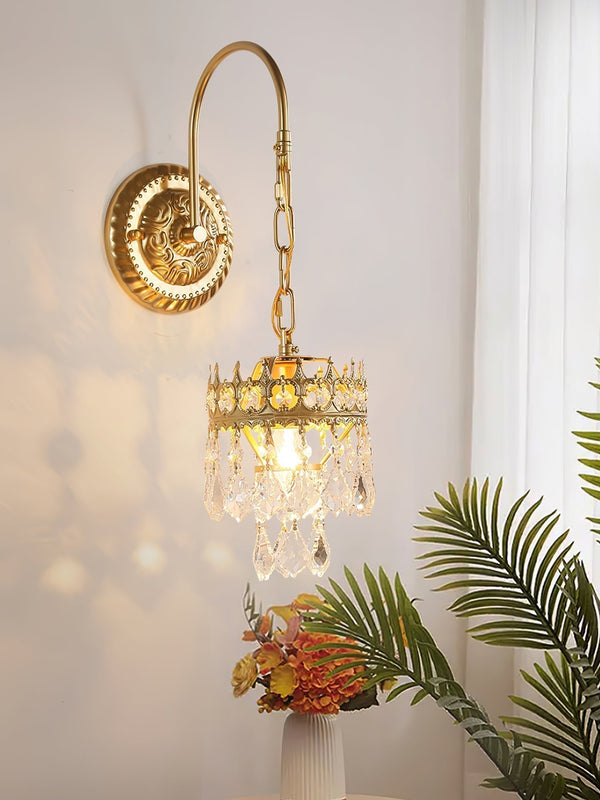modern copper crystal crown wall sconce